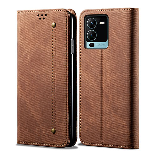 Cloth Case Stands Flip Cover B01S for Vivo V25 Pro 5G Brown