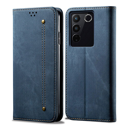 Cloth Case Stands Flip Cover B01S for Vivo V27e 5G Blue