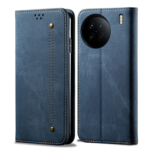 Cloth Case Stands Flip Cover B01S for Vivo X90 5G Blue