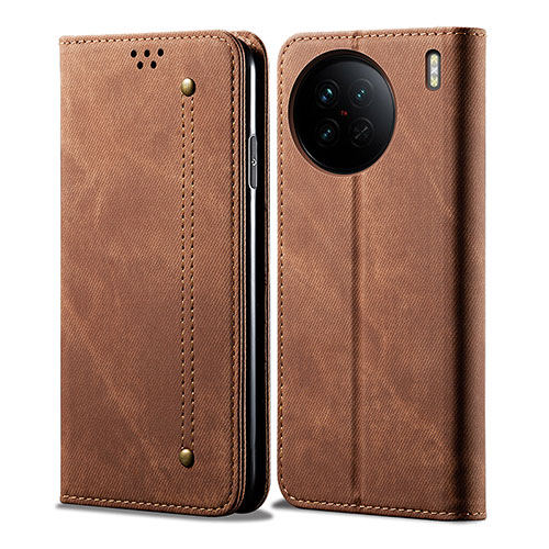 Cloth Case Stands Flip Cover B01S for Vivo X90 5G Brown