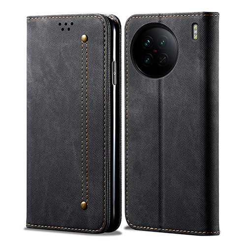 Cloth Case Stands Flip Cover B01S for Vivo X90 Pro 5G Black