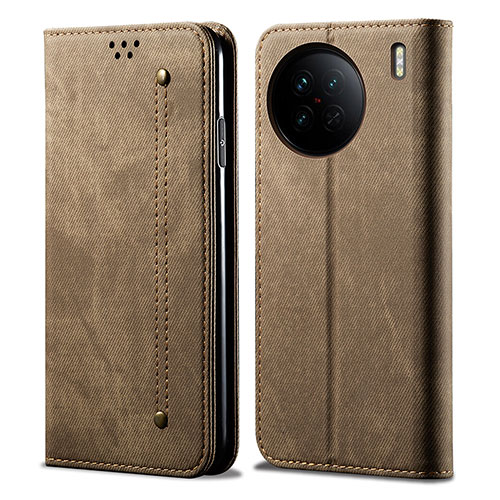 Cloth Case Stands Flip Cover B01S for Vivo X90 Pro 5G Khaki