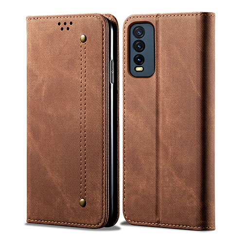 Cloth Case Stands Flip Cover B01S for Vivo Y12A Brown