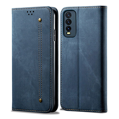 Cloth Case Stands Flip Cover B01S for Vivo Y20a Blue