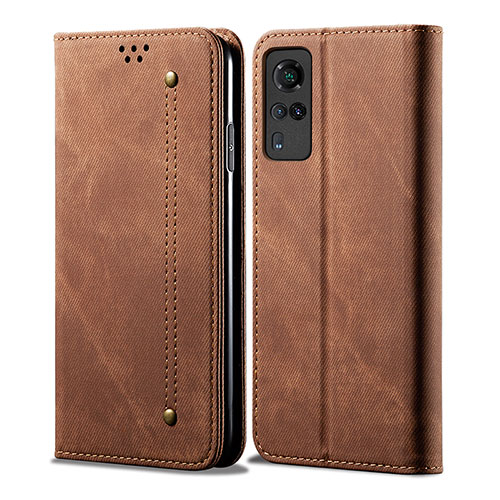 Cloth Case Stands Flip Cover B01S for Vivo Y31 (2021) Brown