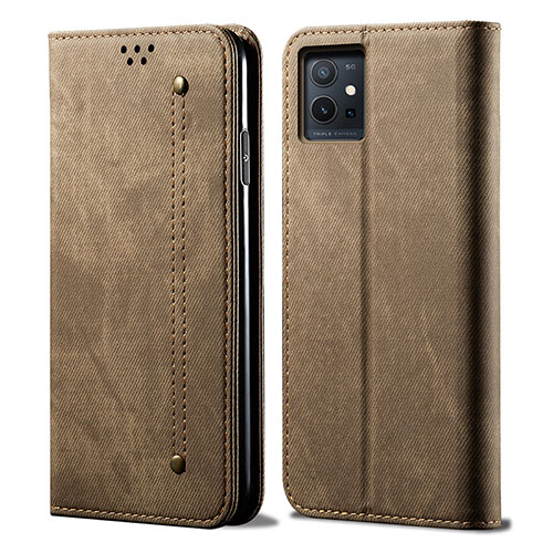 Cloth Case Stands Flip Cover B01S for Vivo Y33e 5G Khaki