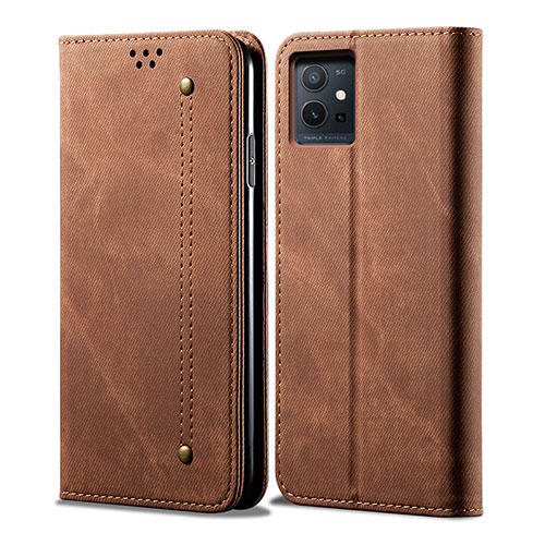 Cloth Case Stands Flip Cover B01S for Vivo Y52t 5G Brown