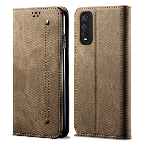 Cloth Case Stands Flip Cover B01S for Vivo Y70S 5G Khaki