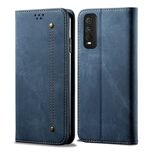 Cloth Case Stands Flip Cover B01S for Vivo Y70t 5G Blue