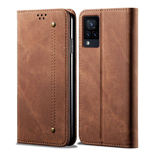 Cloth Case Stands Flip Cover B01S for Vivo Y73 (2021) Brown