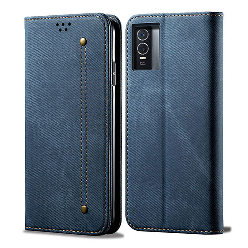 Cloth Case Stands Flip Cover B01S for Vivo Y74s 5G Blue