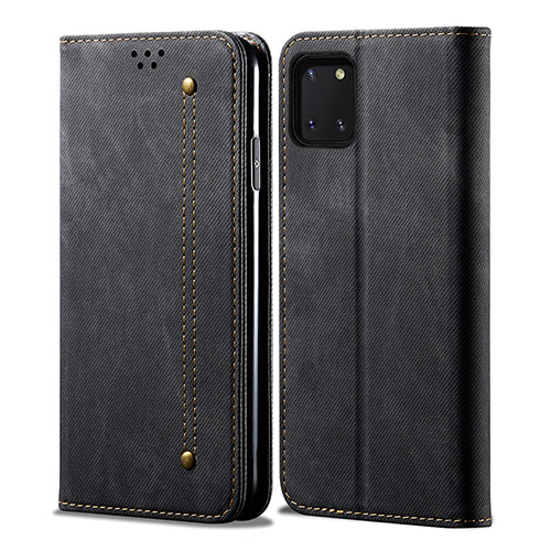 Cloth Case Stands Flip Cover B02S for Samsung Galaxy A81 Black