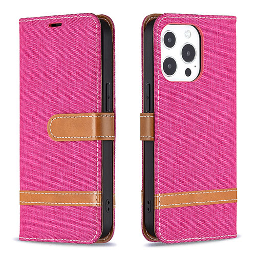 Cloth Case Stands Flip Cover for Apple iPhone 13 Pro Hot Pink