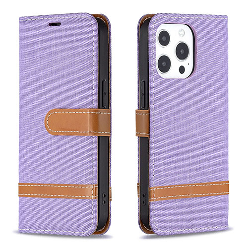 Cloth Case Stands Flip Cover for Apple iPhone 13 Pro Purple