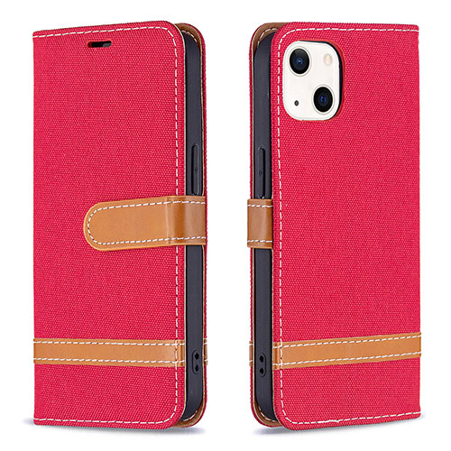 Cloth Case Stands Flip Cover for Apple iPhone 13 Red