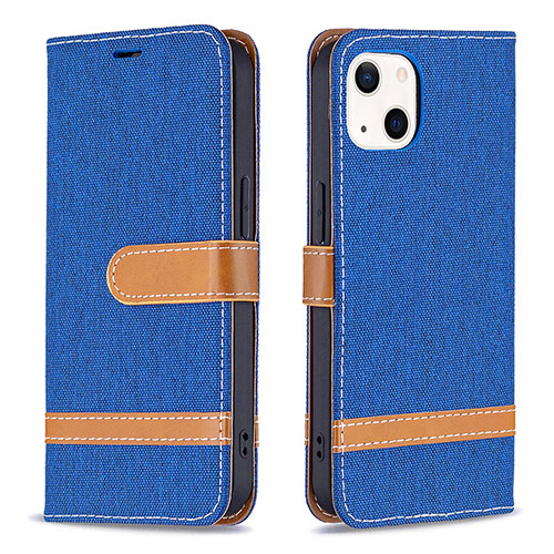 Cloth Case Stands Flip Cover for Apple iPhone 14 Blue