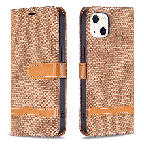 Cloth Case Stands Flip Cover for Apple iPhone 14 Brown