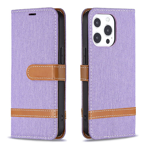 Cloth Case Stands Flip Cover for Apple iPhone 14 Pro Max Purple