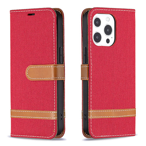 Cloth Case Stands Flip Cover for Apple iPhone 14 Pro Max Red