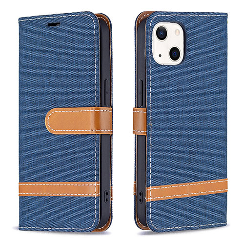 Cloth Case Stands Flip Cover for Apple iPhone 15 Plus Navy Blue