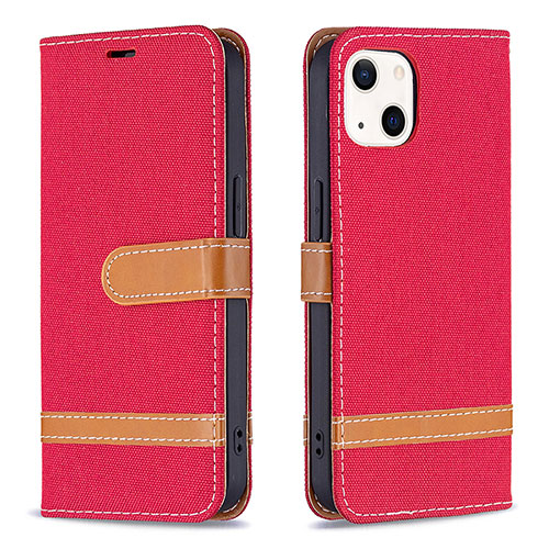 Cloth Case Stands Flip Cover for Apple iPhone 15 Red