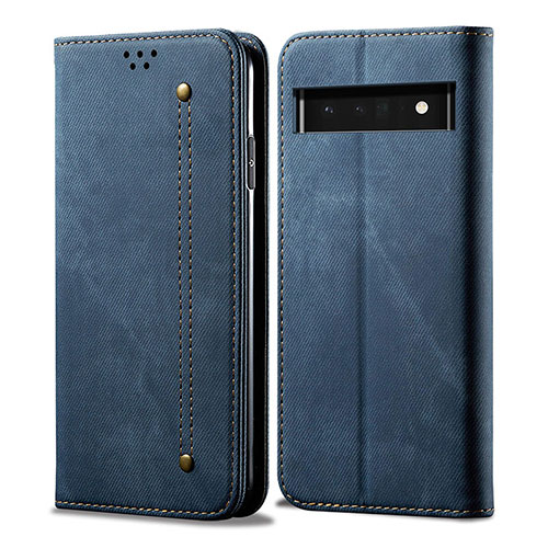 Cloth Case Stands Flip Cover for Google Pixel 6 Pro 5G Blue