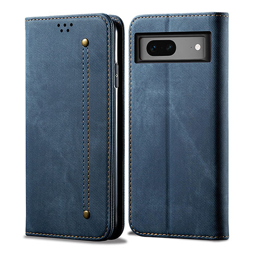 Cloth Case Stands Flip Cover for Google Pixel 7 5G Blue