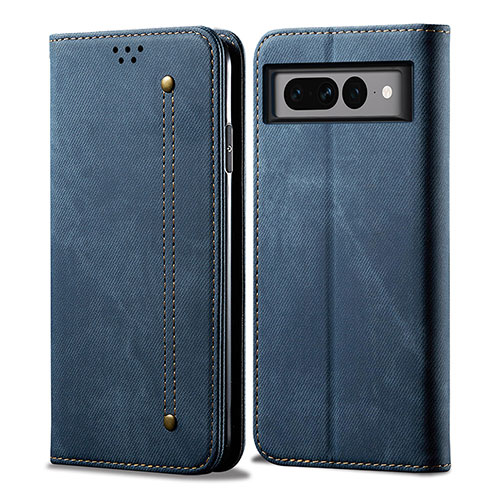 Cloth Case Stands Flip Cover for Google Pixel 7 Pro 5G Blue