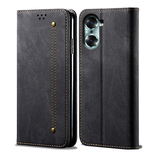 Cloth Case Stands Flip Cover for Huawei Honor 60 5G Black