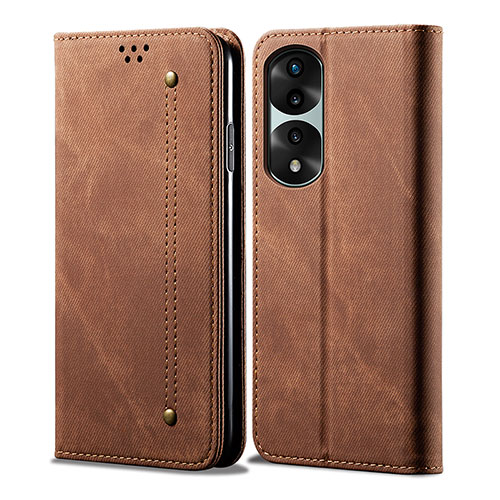 Cloth Case Stands Flip Cover for Huawei Honor 70 Pro 5G Brown