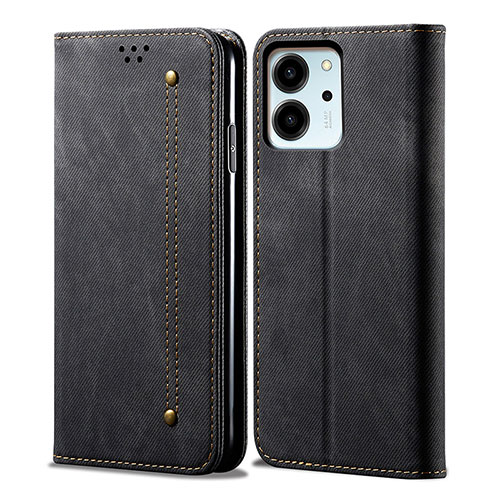 Cloth Case Stands Flip Cover for Huawei Honor 80 SE 5G Black