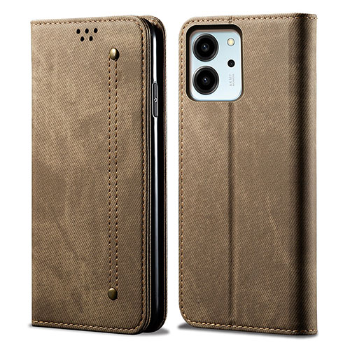 Cloth Case Stands Flip Cover for Huawei Honor 80 SE 5G Khaki