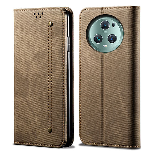 Cloth Case Stands Flip Cover for Huawei Honor Magic5 5G Khaki