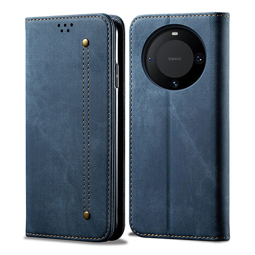 Cloth Case Stands Flip Cover for Huawei Mate 60 Blue