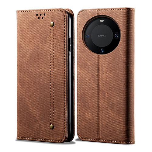 Cloth Case Stands Flip Cover for Huawei Mate 60 Brown