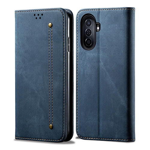 Cloth Case Stands Flip Cover for Huawei Nova Y70 Blue