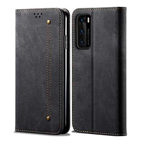 Cloth Case Stands Flip Cover for Huawei P40 Black