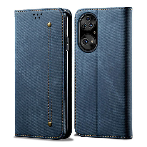 Cloth Case Stands Flip Cover for Huawei P50 Blue