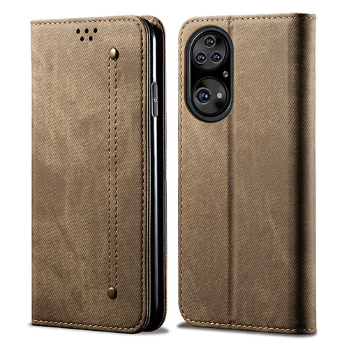 Cloth Case Stands Flip Cover for Huawei P50 Khaki