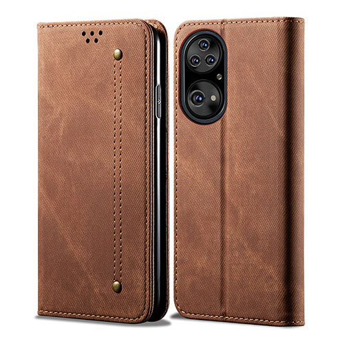 Cloth Case Stands Flip Cover for Huawei P50e Brown