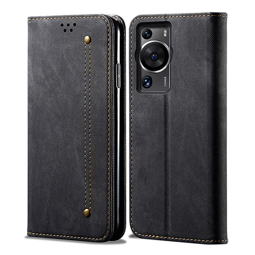 Cloth Case Stands Flip Cover for Huawei P60 Pro Black