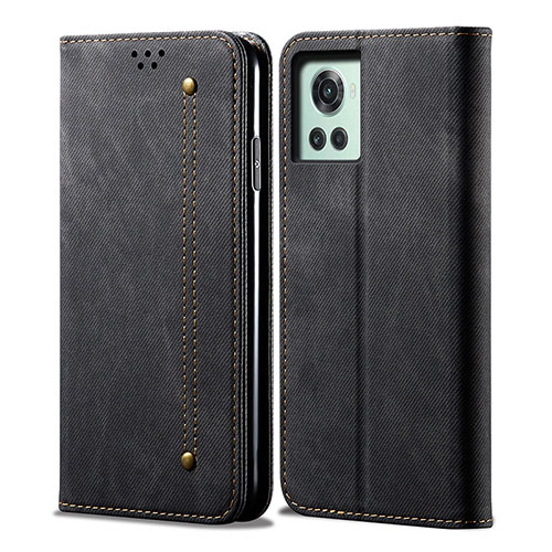 Cloth Case Stands Flip Cover for OnePlus 10R 5G Black