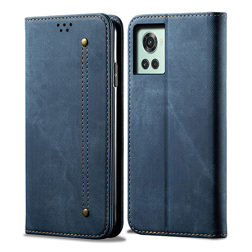 Cloth Case Stands Flip Cover for OnePlus 10R 5G Blue