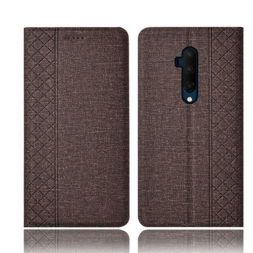 Cloth Case Stands Flip Cover for OnePlus 7T Pro 5G Brown