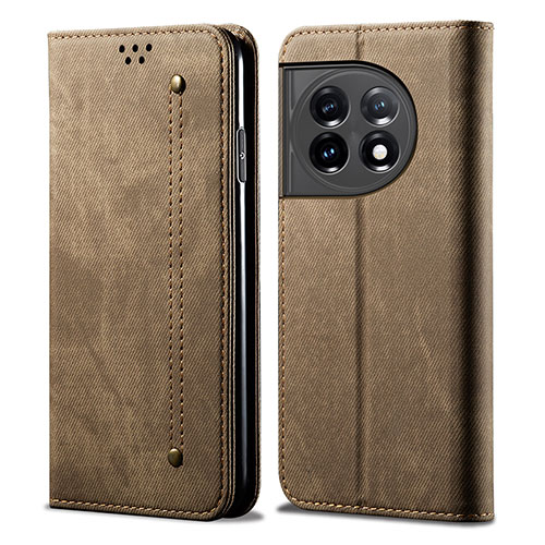 Cloth Case Stands Flip Cover for OnePlus Ace 2 5G Khaki