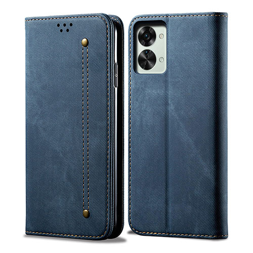 Cloth Case Stands Flip Cover for OnePlus Nord 2T 5G Blue