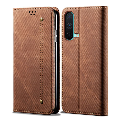 Cloth Case Stands Flip Cover for OnePlus Nord CE 5G Brown