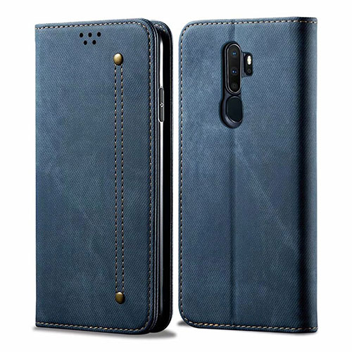 Cloth Case Stands Flip Cover for Oppo A11 Blue