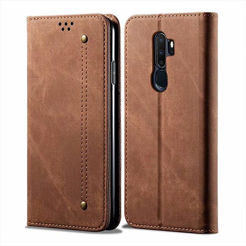 Cloth Case Stands Flip Cover for Oppo A11 Brown