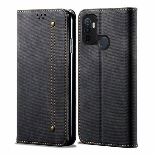 Cloth Case Stands Flip Cover for Oppo A11s Black